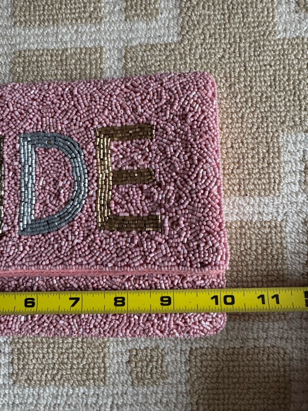 Beaded Bride Clutch Pink Envelope Bridal Wedding Party Bag - Picture 9 of 9
